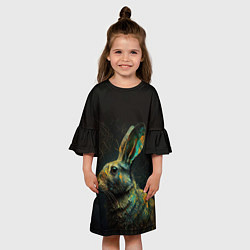 Платье клеш для девочки Магический кролик, цвет: 3D-принт — фото 2