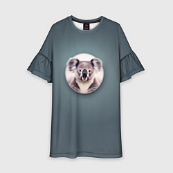Платье клеш для девочки Забавная коала, цвет: 3D-принт