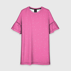 Платье клеш для девочки Нежный розовый кружочки, цвет: 3D-принт