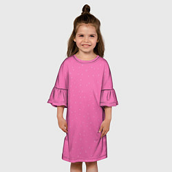 Платье клеш для девочки Нежный розовый кружочки, цвет: 3D-принт — фото 2