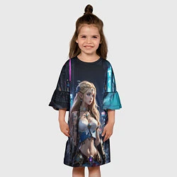 Платье клеш для девочки Принцесса Зельда в киберпанке, цвет: 3D-принт — фото 2