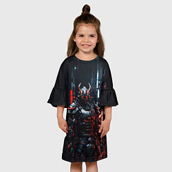 Платье клеш для девочки Полночный самурай, цвет: 3D-принт — фото 2