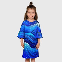 Платье клеш для девочки Волны - текстура от нейросети, цвет: 3D-принт — фото 2