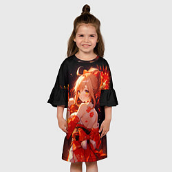 Платье клеш для девочки Ёимия - фейервеки, цвет: 3D-принт — фото 2