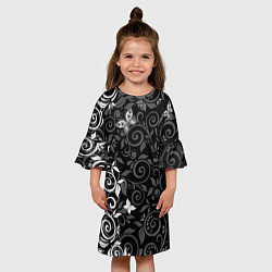 Платье клеш для девочки Орнамент с бабочками, цвет: 3D-принт — фото 2