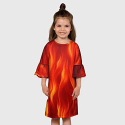 Платье клеш для девочки Огонь рыжий, цвет: 3D-принт — фото 2