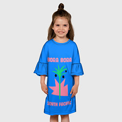 Платье клеш для девочки Бора-Бора - Тихий океан, цвет: 3D-принт — фото 2
