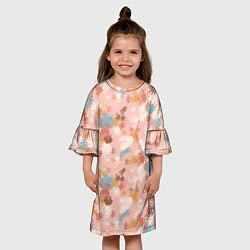 Платье клеш для девочки Разноцветные мазки, пятна в пастельных тонах, цвет: 3D-принт — фото 2