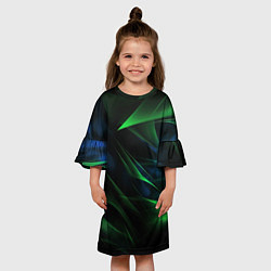 Платье клеш для девочки Dark green background, цвет: 3D-принт — фото 2