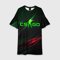 Платье клеш для девочки CSGO green logo, цвет: 3D-принт