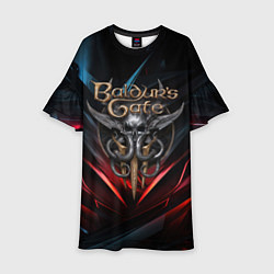 Платье клеш для девочки Baldurs Gate 3 dark logo, цвет: 3D-принт