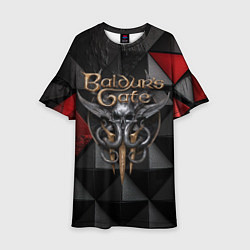 Платье клеш для девочки Baldurs Gate 3 logo red black, цвет: 3D-принт