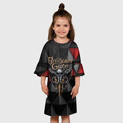 Платье клеш для девочки Baldurs Gate 3 logo red black, цвет: 3D-принт — фото 2