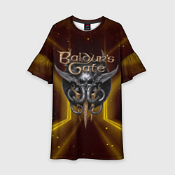 Платье клеш для девочки Baldurs Gate 3 logo black gold, цвет: 3D-принт