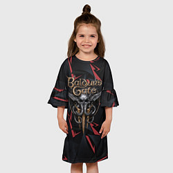 Платье клеш для девочки Baldurs Gate 3 logo dark red, цвет: 3D-принт — фото 2