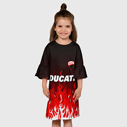 Платье клеш для девочки Ducati- красное пламя, цвет: 3D-принт — фото 2