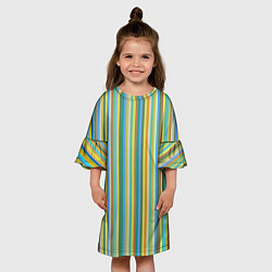 Платье клеш для девочки Вертикальные разноцветные пполсы, цвет: 3D-принт — фото 2