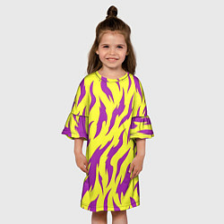 Платье клеш для девочки Кислотный тигр паттерн, цвет: 3D-принт — фото 2