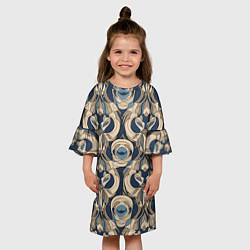 Платье клеш для девочки Коричневый узор паттерн, цвет: 3D-принт — фото 2