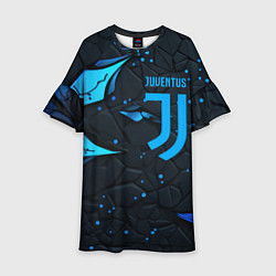 Платье клеш для девочки Juventus abstract blue logo, цвет: 3D-принт