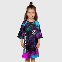 Платье клеш для девочки Lexus - неоновые брызги, цвет: 3D-принт — фото 2