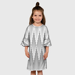 Платье клеш для девочки Серые длинные ромбы, цвет: 3D-принт — фото 2
