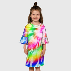 Платье клеш для девочки Красивый тай дай, цвет: 3D-принт — фото 2