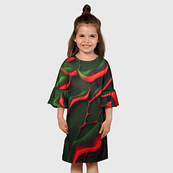 Платье клеш для девочки Объемные зеленые плиты, цвет: 3D-принт — фото 2