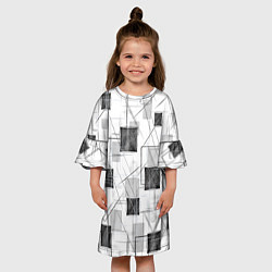 Платье клеш для девочки Квадраты и штрихи, цвет: 3D-принт — фото 2