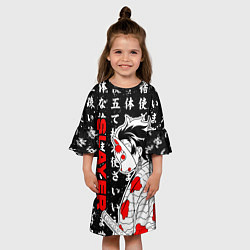 Платье клеш для девочки Клинок рассекающий демонов - Танджиро, цвет: 3D-принт — фото 2