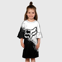Платье клеш для девочки Fox motocross - черно-белые пятна, цвет: 3D-принт — фото 2