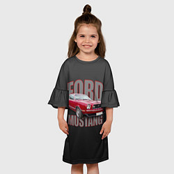 Платье клеш для девочки Автомашина Ford Mustang, цвет: 3D-принт — фото 2