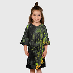 Платье клеш для девочки Зеленая абстрактная текстура, цвет: 3D-принт — фото 2