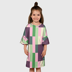 Платье клеш для девочки Прямоугольный блочный паттерн, цвет: 3D-принт — фото 2