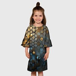 Платье клеш для девочки Позолоченая броня, цвет: 3D-принт — фото 2