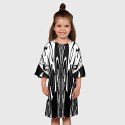 Платье клеш для девочки Черные завихрения, цвет: 3D-принт — фото 2