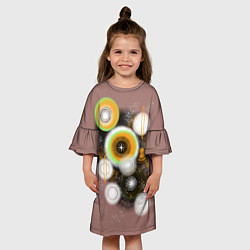 Платье клеш для девочки Космическая дымка звёзд, цвет: 3D-принт — фото 2