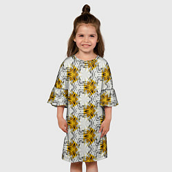 Платье клеш для девочки Узор шестиугольные соты, цвет: 3D-принт — фото 2