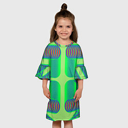 Платье клеш для девочки Дуги на зеленом фоне, цвет: 3D-принт — фото 2