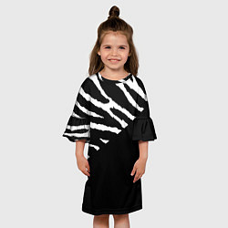 Платье клеш для девочки Полосы зебры с черным, цвет: 3D-принт — фото 2