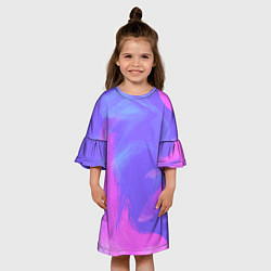 Платье клеш для девочки Сиреневая абстракция, цвет: 3D-принт — фото 2