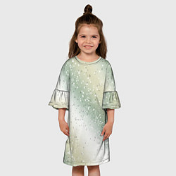 Платье клеш для девочки Абстрактный бежево-зелёный, цвет: 3D-принт — фото 2