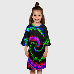 Платье клеш для девочки Тай-дай электро, цвет: 3D-принт — фото 2