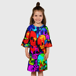 Платье клеш для девочки Паттерн из черепов - поп-арт - мода, цвет: 3D-принт — фото 2