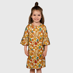 Платье клеш для девочки Осенние листья узор, цвет: 3D-принт — фото 2