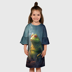 Платье клеш для девочки Пепе лягушка, цвет: 3D-принт — фото 2