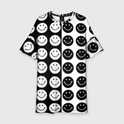 Платье клеш для девочки Smiley black and white, цвет: 3D-принт