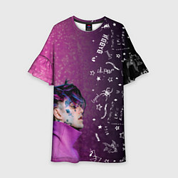 Платье клеш для девочки Лил Пип тату фиолетовый, цвет: 3D-принт