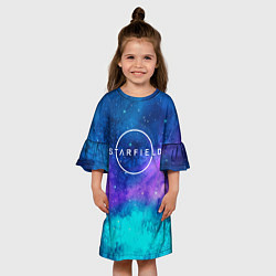 Платье клеш для девочки Starfield space logo, цвет: 3D-принт — фото 2