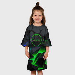 Платье клеш для девочки Stafield logo green fire, цвет: 3D-принт — фото 2